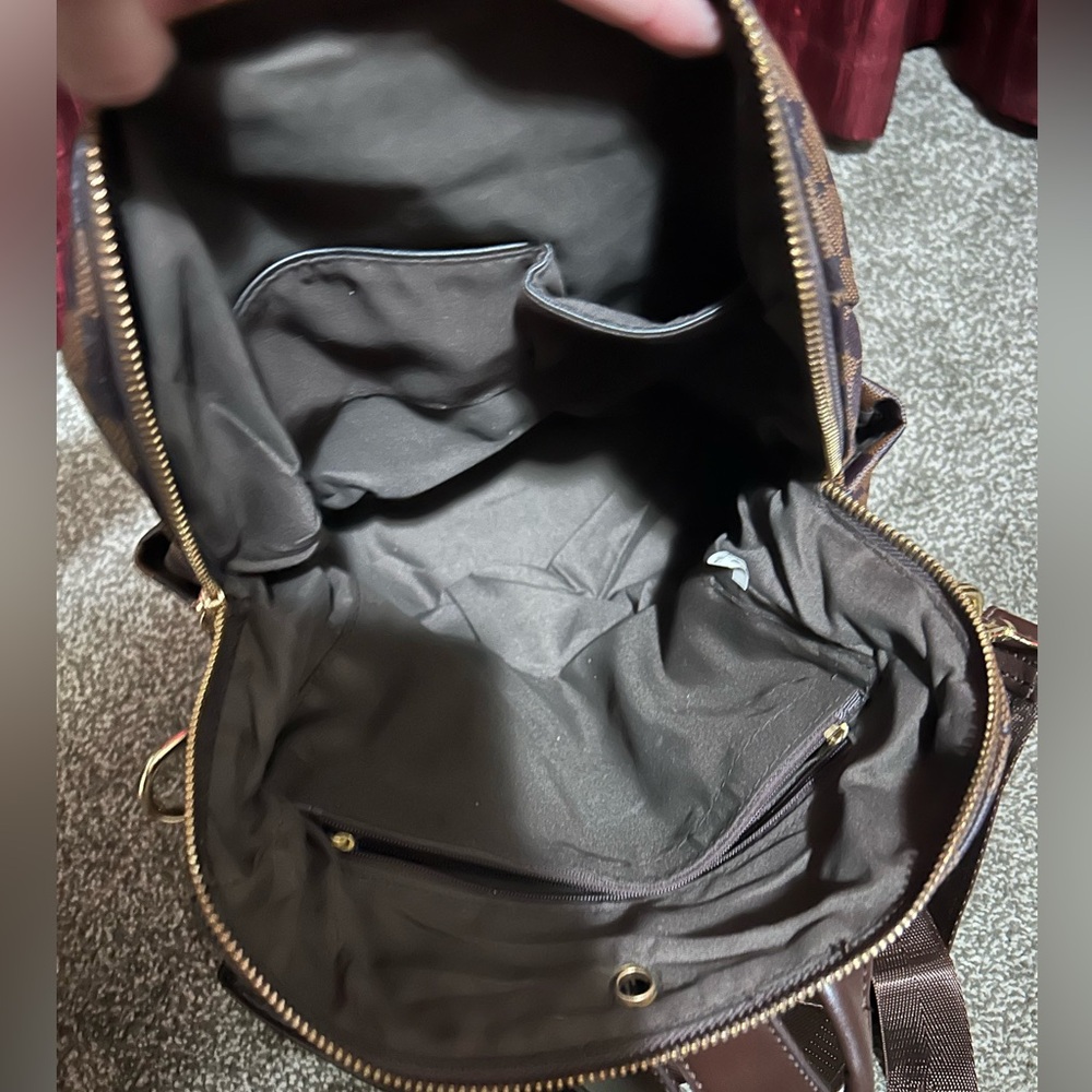 Brown Checkered Backpack - image 3